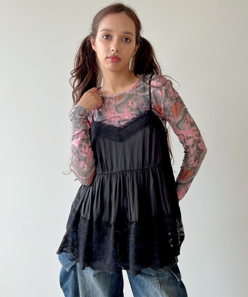anna sui nyc(アナ スイ エヌ ワイ シー)の「レースサテンキャミソール(キャミソール・レディース・ピンク/ラベンダー/ブラック・FREE)」の4枚目の写真