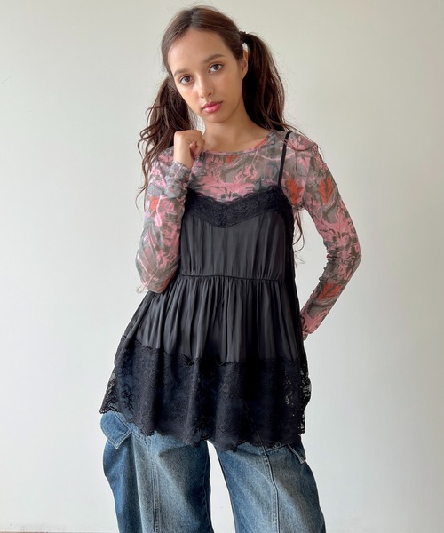 anna sui nyc(アナ スイ エヌ ワイ シー)の「レースサテンキャミソール(キャミソール・レディース・ピンク/ラベンダー/ブラック・FREE)」の5枚目の写真