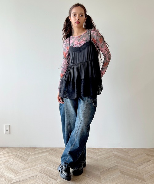 anna sui nyc(アナ スイ エヌ ワイ シー)の「レースサテンキャミソール(キャミソール・レディース・ピンク/ラベンダー/ブラック・FREE)」の10枚目の写真