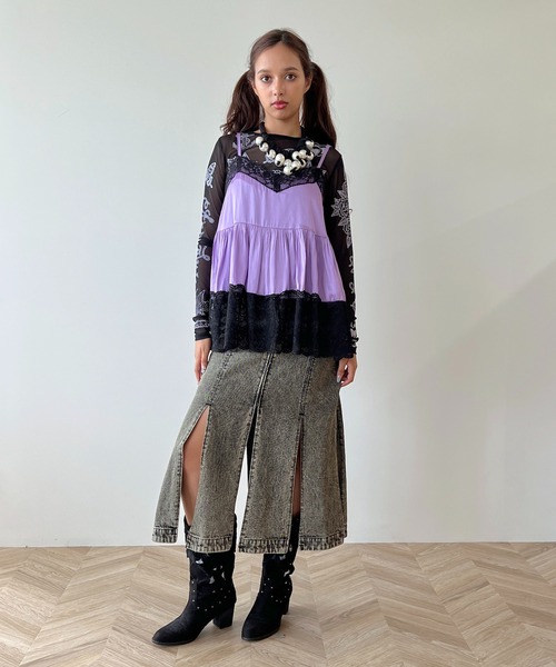 anna sui nyc(アナ スイ エヌ ワイ シー)の「レースサテンキャミソール(キャミソール・レディース・ピンク/ラベンダー/ブラック・FREE)」の16枚目の写真