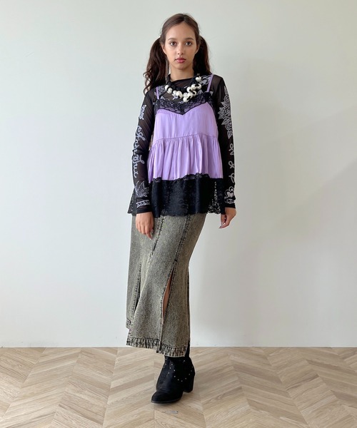 anna sui nyc(アナ スイ エヌ ワイ シー)の「レースサテンキャミソール(キャミソール・レディース・ピンク/ラベンダー/ブラック・FREE)」の17枚目の写真