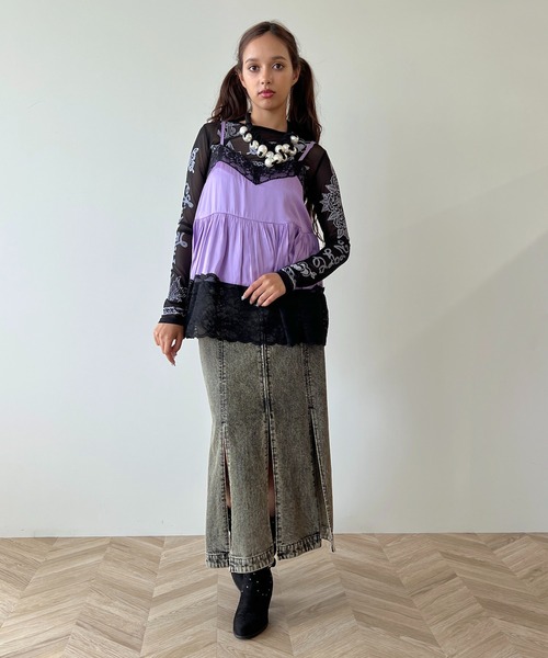 anna sui nyc(アナ スイ エヌ ワイ シー)の「レースサテンキャミソール(キャミソール・レディース・ピンク/ラベンダー/ブラック・FREE)」の18枚目の写真