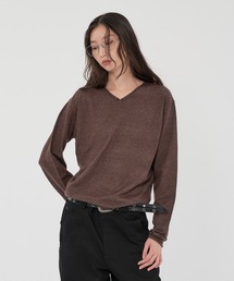 V NECK MELANGE KNIT/Vネックメランジニット