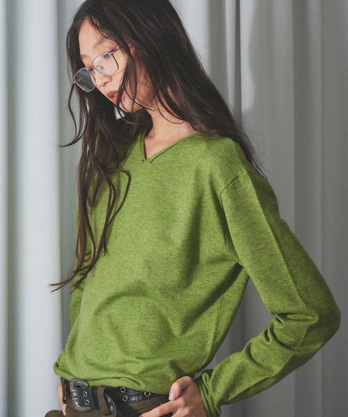 WISH FOR EVER(ウィッシュフォーエバー)の「V NECK MELANGE KNIT/Vネックメランジニット(ニット/セーター・メンズ・ブラウン/マスタード/グリーン/ブラック・SMALL/MEDIUM/LARGE)」の3枚目の写真