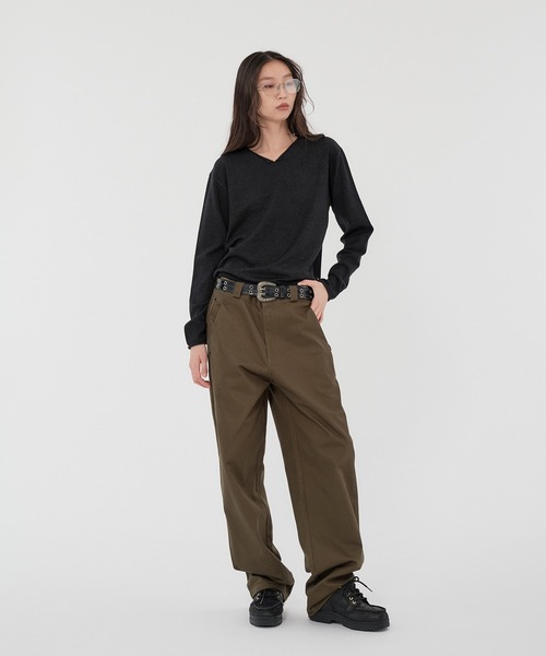 WISH FOR EVER(ウィッシュフォーエバー)の「V NECK MELANGE KNIT/Vネックメランジニット(ニット/セーター・メンズ・ブラウン/マスタード/グリーン/ブラック・SMALL/MEDIUM/LARGE)」の5枚目の写真