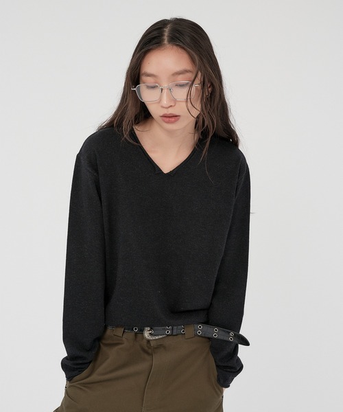 WISH FOR EVER(ウィッシュフォーエバー)の「V NECK MELANGE KNIT/Vネックメランジニット(ニット/セーター・メンズ・ブラウン/マスタード/グリーン/ブラック・SMALL/MEDIUM/LARGE)」の11枚目の写真