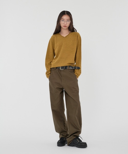 WISH FOR EVER(ウィッシュフォーエバー)の「V NECK MELANGE KNIT/Vネックメランジニット(ニット/セーター・メンズ・ブラウン/マスタード/グリーン/ブラック・SMALL/MEDIUM/LARGE)」の8枚目の写真