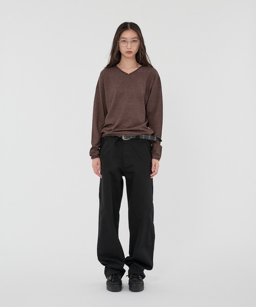 WISH FOR EVER(ウィッシュフォーエバー)の「V NECK MELANGE KNIT/Vネックメランジニット(ニット/セーター・メンズ・ブラウン/マスタード/グリーン/ブラック・SMALL/MEDIUM/LARGE)」の6枚目の写真