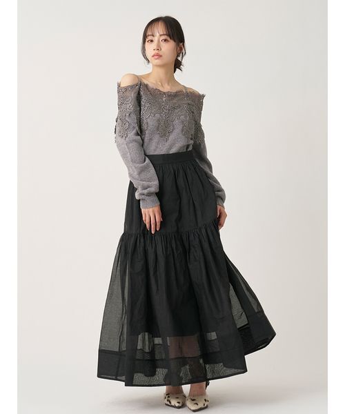 SNIDEL(スナイデル)の「レーストリミングニットプルオーバー(ニット/セーター・レディース・グレー/ミント/ホワイト・F)」の9枚目の写真