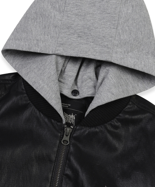 BROWNBREATH KIDS(ブラウンブレスキッズ)の「KIDS LEATHER HOOD JACKET - BLACK(ブルゾン・レディース・その他・110/120/130/140/150)」の4枚目の写真