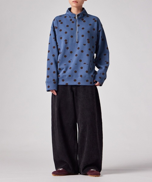 Paul Smith(ポールスミス)の「ウィメンズ ドットプリント ハーフジップスウェット / 265326 J298(スウェット・レディース・ダークブラウン/グレイッシュブルー・MEDIUM)」の4枚目の写真