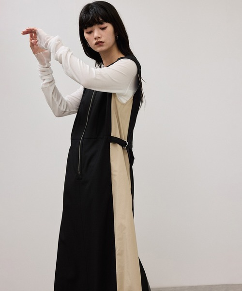 ADAM ET ROPE'（アダムエロペ）の「【WEB限定】2WAYコンビジャンパースカート（ジャンパースカート・レディース・チャコールグレー/ブラック系その他/ブラック・36/38）」の3枚目の写真