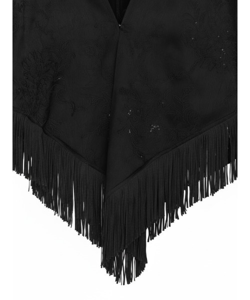 Ameri（アメリ）の「SEQUIN EMBROIDERY SATIN PONCHO（ポンチョ・レディース・ブラウン/ブラック・FREE）」の5枚目の写真