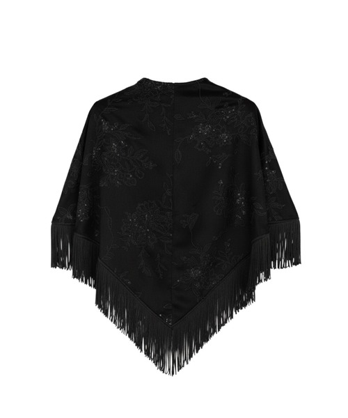 Ameri（アメリ）の「SEQUIN EMBROIDERY SATIN PONCHO（ポンチョ・レディース・ブラウン/ブラック・FREE）」の6枚目の写真