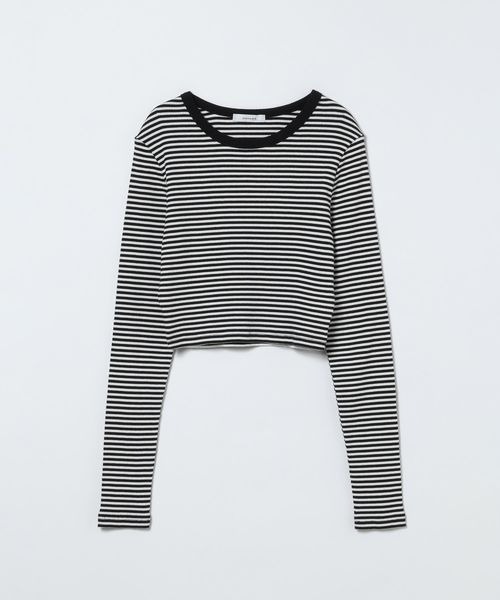 JEANASIS(ジーナシス)の「コンパクトリブTEE LS/1085620(Tシャツ/カットソー・レディース・ブラック系その他/ホワイト/ブラック・FREE)」の1枚目の写真