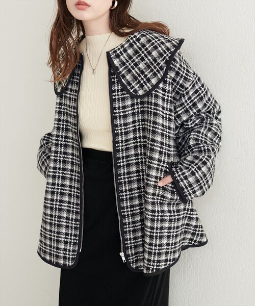 natural couture（ナチュラルクチュール）の「ビックカラーショートコート（その他アウター・レディース・オフホワイト/その他2/その他1/ブラック・FREE）」の3枚目の写真