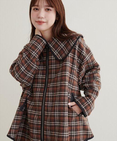 natural couture（ナチュラルクチュール）の「ビックカラーショートコート（その他アウター・レディース・オフホワイト/その他2/その他1/ブラック・FREE）」の17枚目の写真
