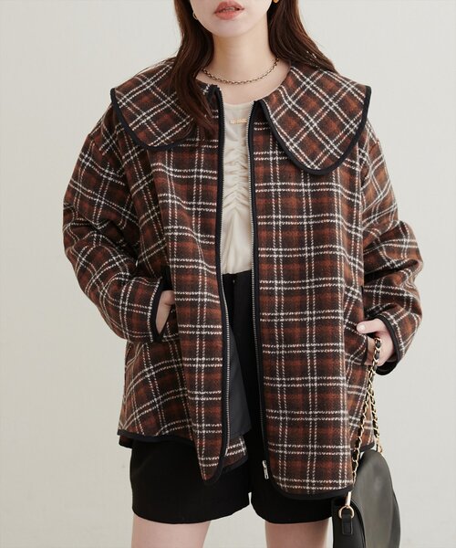 natural couture（ナチュラルクチュール）の「ビックカラーショートコート（その他アウター・レディース・オフホワイト/その他2/その他1/ブラック・FREE）」の18枚目の写真
