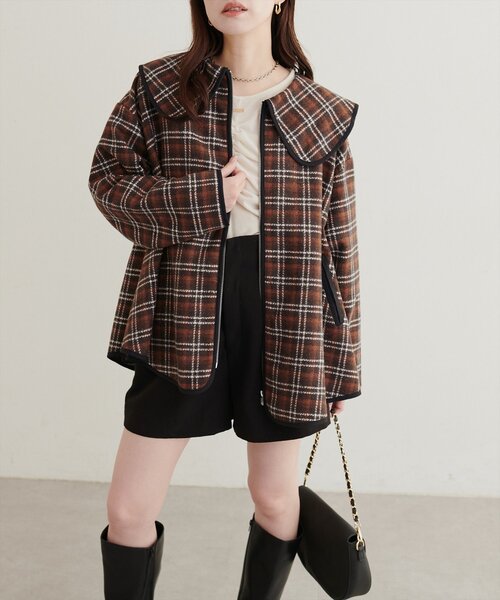 natural couture（ナチュラルクチュール）の「ビックカラーショートコート（その他アウター・レディース・オフホワイト/その他2/その他1/ブラック・FREE）」の19枚目の写真