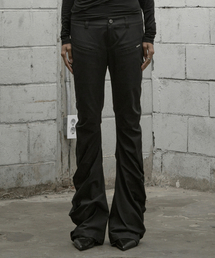 Zip Pocket Shirring Pants - Black