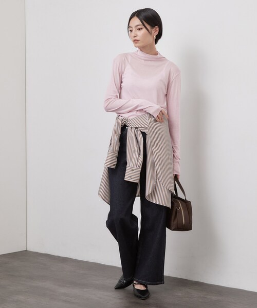OPAQUE.CLIP(オペークドットクリップ)の「なめらかシアーハイネックカットソー【洗濯機OK/抗ピル】(Tシャツ/カットソー・レディース・ホワイト/ピンク/ライトグレー/ブラック・38/36/40/42)」の20枚目の写真