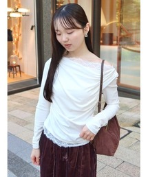 【USAGI ONLINE/ZOZOTOWN限定】レーストリムワンショルカットソー