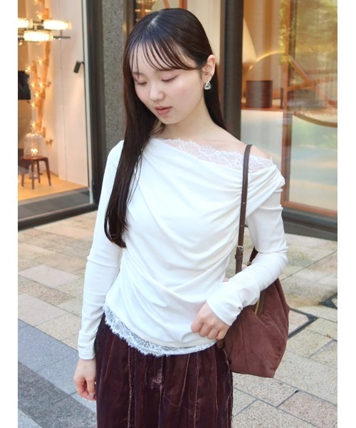 USAGI ONLINE/ZOZOTOWN限定】レーストリムワンショルカットソー（T