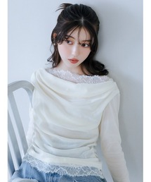 【USAGI ONLINE/ZOZOTOWN限定】レーストリムワンショルカットソー