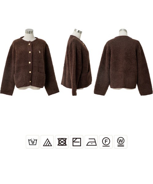 U.S. POLO ASSN.（ユーエスポロアッスン）の「[ U.S. POLO ASSN. ] 金ボタンニットジャケット（ノーカラージャケット・レディース・ブラウン/グレー/アイボリー・M）」の7枚目の写真