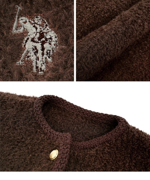 U.S. POLO ASSN.（ユーエスポロアッスン）の「[ U.S. POLO ASSN. ] 金ボタンニットジャケット（ノーカラージャケット・レディース・ブラウン/グレー/アイボリー・M）」の8枚目の写真