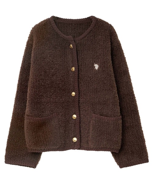 U.S. POLO ASSN.（ユーエスポロアッスン）の「[ U.S. POLO ASSN. ] 金ボタンニットジャケット（ノーカラージャケット・レディース・ブラウン/グレー/アイボリー・M）」の12枚目の写真