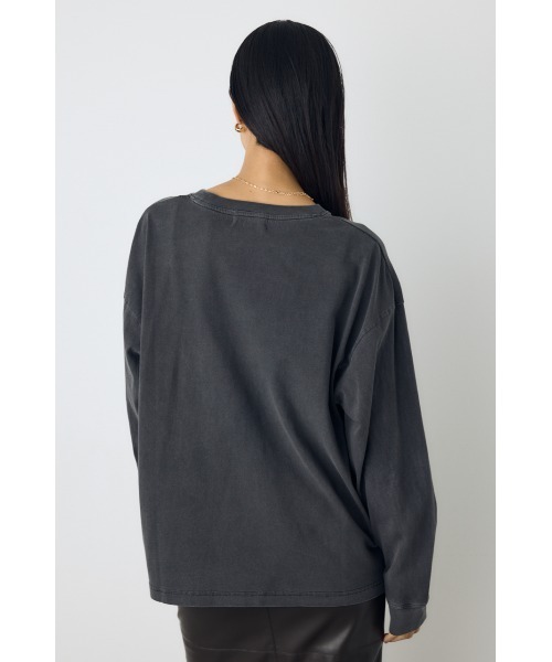 AZUL by moussy(アズールバイマウジー)の「ピグメントロックTシャツ 秋服 冬服 春服 ロンT 長袖 プリントTシャツ ロゴT(Tシャツ/カットソー・レディース・ブルー/ブラック・FREE)」の8枚目の写真