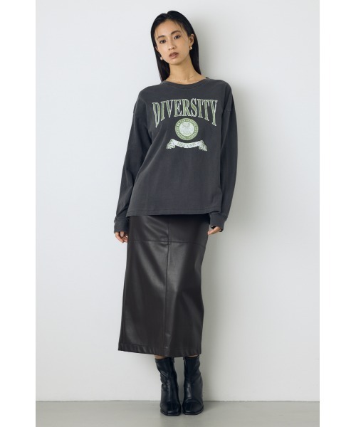 AZUL by moussy(アズールバイマウジー)の「ピグメントロックTシャツ 秋服 冬服 春服 ロンT 長袖 プリントTシャツ ロゴT(Tシャツ/カットソー・レディース・ブルー/ブラック・FREE)」の9枚目の写真