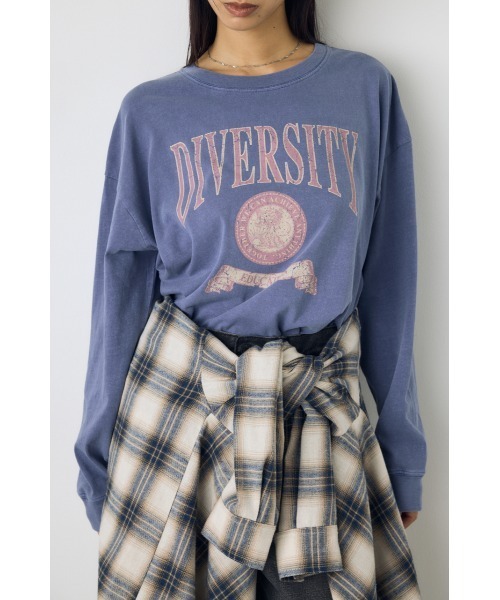 AZUL by moussy(アズールバイマウジー)の「ピグメントロックTシャツ 秋服 冬服 春服 ロンT 長袖 プリントTシャツ ロゴT(Tシャツ/カットソー・レディース・ブルー/ブラック・FREE)」の16枚目の写真