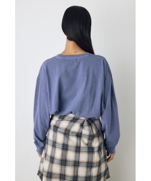 AZUL by moussy(アズールバイマウジー)の「ピグメントロックTシャツ 秋服 冬服 春服 ロンT 長袖 プリントTシャツ ロゴT(Tシャツ/カットソー・レディース・ブルー/ブラック・FREE)」の18枚目の写真