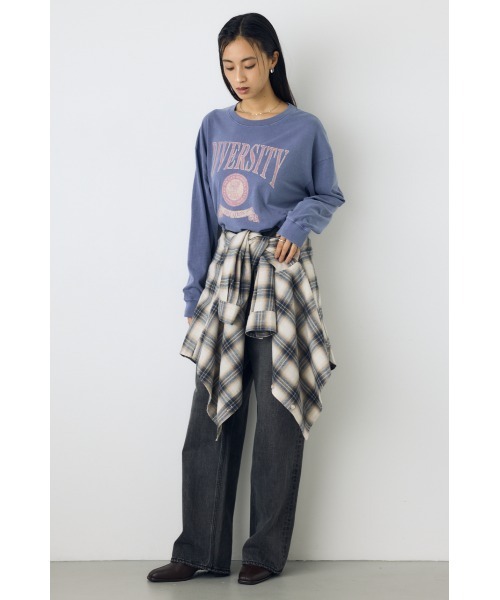 AZUL by moussy(アズールバイマウジー)の「ピグメントロックTシャツ 秋服 冬服 春服 ロンT 長袖 プリントTシャツ ロゴT(Tシャツ/カットソー・レディース・ブルー/ブラック・FREE)」の19枚目の写真