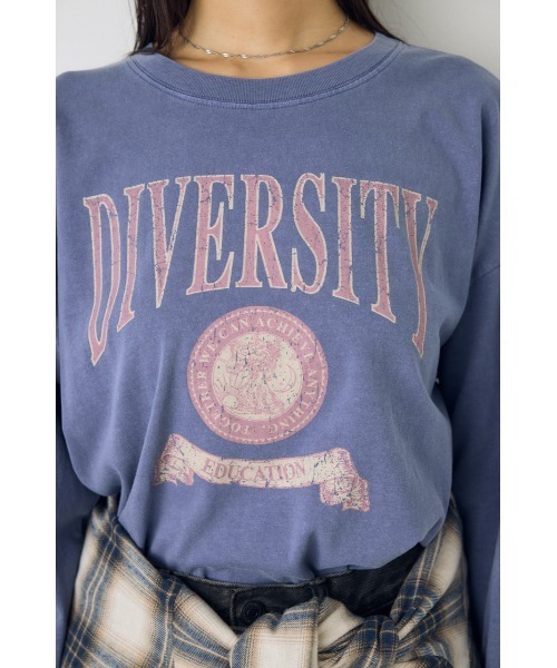 AZUL by moussy(アズールバイマウジー)の「ピグメントロックTシャツ 秋服 冬服 春服 ロンT 長袖 プリントTシャツ ロゴT(Tシャツ/カットソー・レディース・ブルー/ブラック・FREE)」の21枚目の写真
