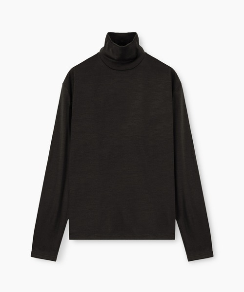 LAD MUSICIAN(ラッドミュージシャン)の「WOOL JERSEY HIGH NECK LONG SLEEVE T-SHIRT(Tシャツ/カットソー・メンズ・ブラック/チャコールグレー・44/46/42)」の2枚目の写真