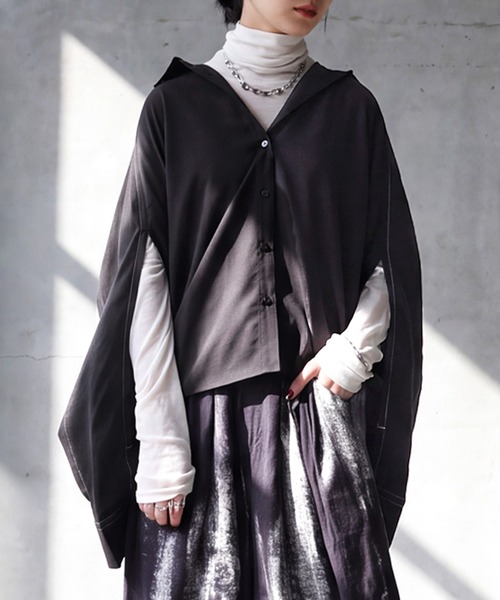antiqua（アンティカ）の「変形スリーブ シャツ（シャツ/ブラウス・レディース・ホワイト/ブラック/ライム・ONESIZE）」の3枚目の写真