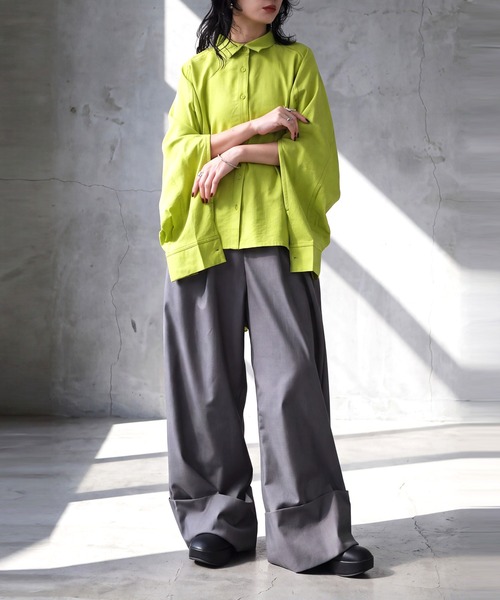 antiqua（アンティカ）の「変形スリーブ シャツ（シャツ/ブラウス・レディース・ホワイト/ブラック/ライム・ONESIZE）」の11枚目の写真