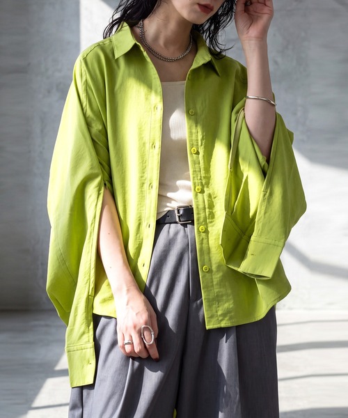 antiqua（アンティカ）の「変形スリーブ シャツ（シャツ/ブラウス・レディース・ホワイト/ブラック/ライム・ONESIZE）」の12枚目の写真