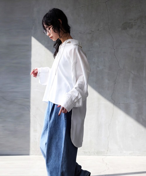 antiqua（アンティカ）の「変形スリーブ シャツ（シャツ/ブラウス・レディース・ホワイト/ブラック/ライム・ONESIZE）」の6枚目の写真