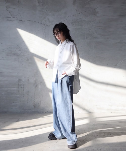 antiqua（アンティカ）の「変形スリーブ シャツ（シャツ/ブラウス・レディース・ホワイト/ブラック/ライム・ONESIZE）」の7枚目の写真
