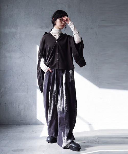 antiqua（アンティカ）の「変形スリーブ シャツ（シャツ/ブラウス・レディース・ホワイト/ブラック/ライム・ONESIZE）」の8枚目の写真