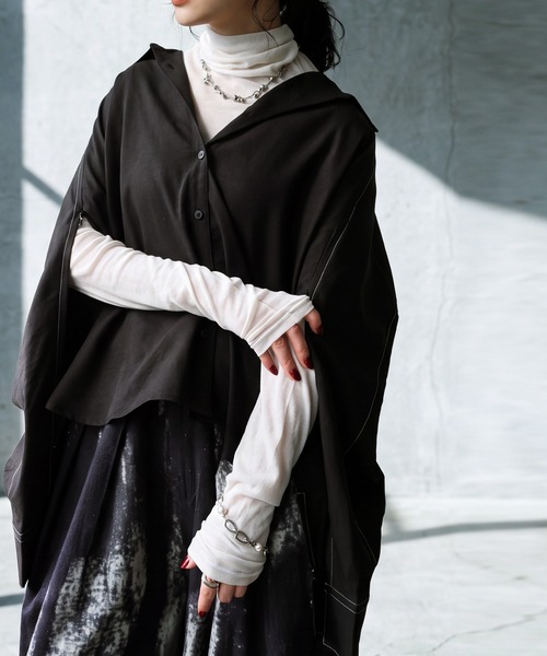 antiqua（アンティカ）の「変形スリーブ シャツ（シャツ/ブラウス・レディース・ホワイト/ブラック/ライム・ONESIZE）」の9枚目の写真