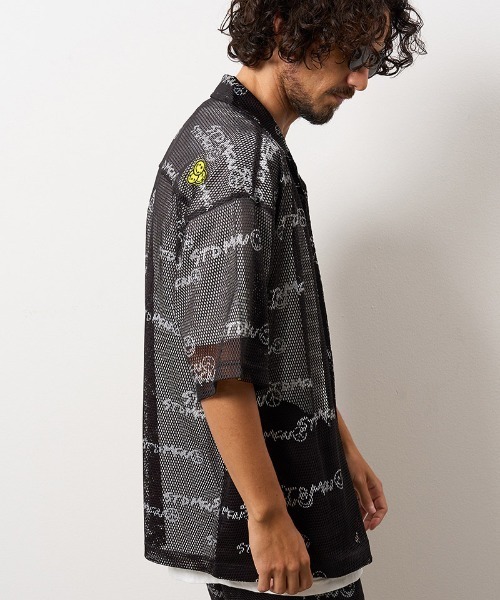 STUD MUFFIN（スタッドマフィン）の「mhs2698- ランダムグラフィティメッシュ オーバーシルエットシャツ(714-01151)（シャツ/ブラウス・メンズ・ブラック・4/3/2）」の5枚目の写真