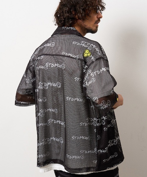 STUD MUFFIN（スタッドマフィン）の「mhs2698- ランダムグラフィティメッシュ オーバーシルエットシャツ(714-01151)（シャツ/ブラウス・メンズ・ブラック・4/3/2）」の6枚目の写真
