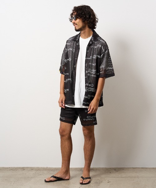 STUD MUFFIN（スタッドマフィン）の「mhs2698- ランダムグラフィティメッシュ オーバーシルエットシャツ(714-01151)（シャツ/ブラウス・メンズ・ブラック・4/3/2）」の7枚目の写真
