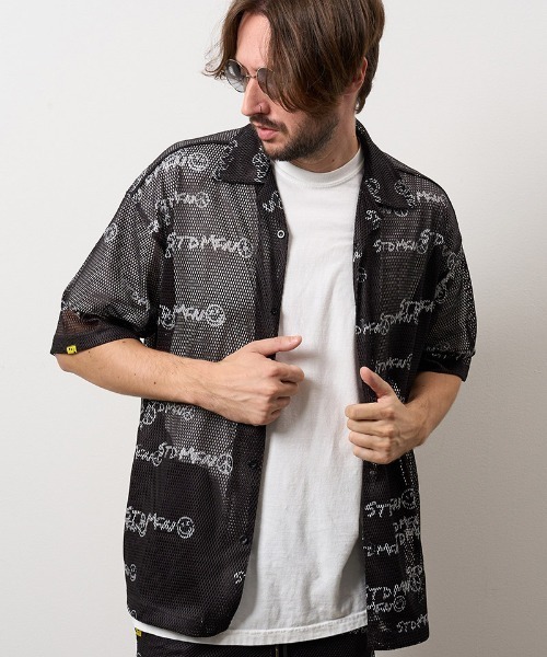 STUD MUFFIN（スタッドマフィン）の「mhs2698- ランダムグラフィティメッシュ オーバーシルエットシャツ(714-01151)（シャツ/ブラウス・メンズ・ブラック・4/3/2）」の10枚目の写真