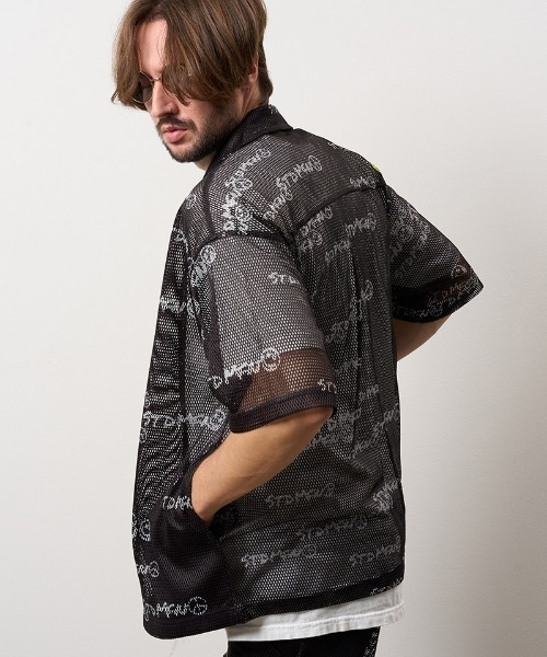 STUD MUFFIN（スタッドマフィン）の「mhs2698- ランダムグラフィティメッシュ オーバーシルエットシャツ(714-01151)（シャツ/ブラウス・メンズ・ブラック・4/3/2）」の11枚目の写真